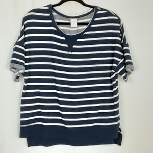 Stars Above Navy Blue Striped Pullover  Size XL